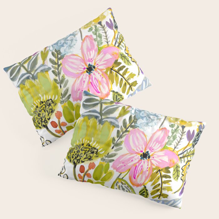 Colorful Flowers Watercolor Pillow Sham Gallery Image 3
