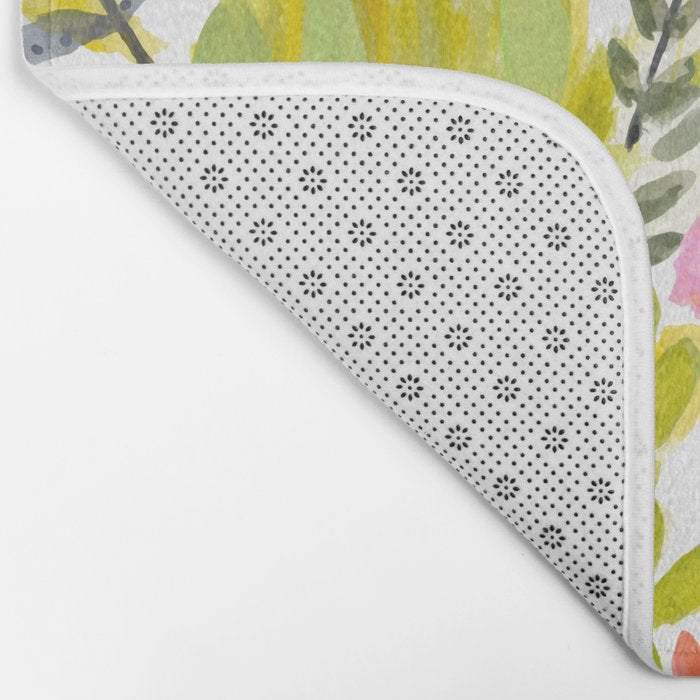 Colorful Flowers Watercolor Bath Mat Gallery Image 2