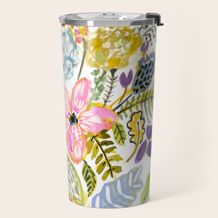 Colorful Flowers Watercolor Travel Mug Gallery Image 2