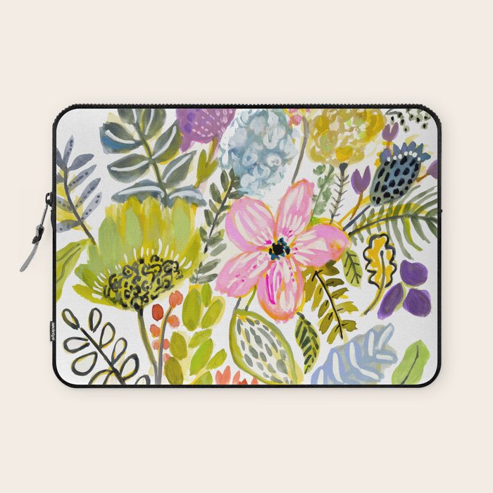 Colorful Flowers Watercolor Laptop Sleeve Gallery Image 1