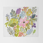 Colorful Flowers Watercolor Throw Blanket Gallery Image 2