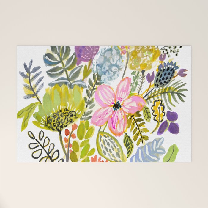 Colorful Flowers Watercolor Welcome Mat Gallery Image 1