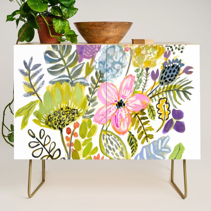 Colorful Flowers Watercolor Credenza Gallery Image 1