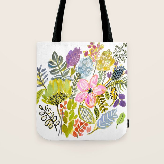 Colorful Flowers Watercolor Tote Bag Gallery Image 1