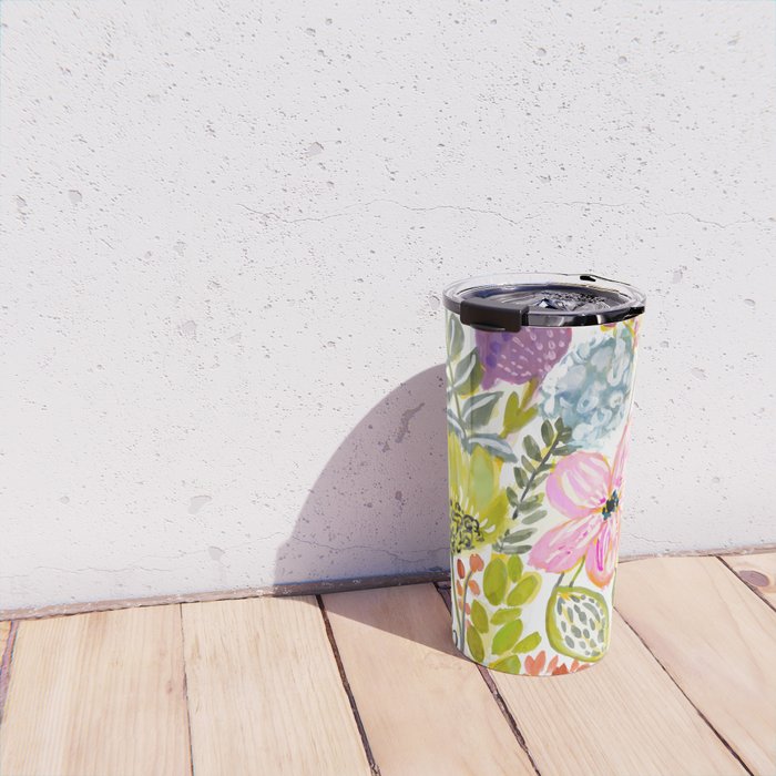 Colorful Flowers Watercolor Travel Mug Gallery Image 4