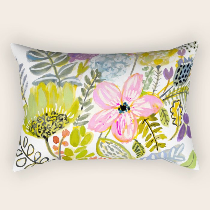Colorful Flowers Watercolor Rectangular Pillow Gallery Image 2