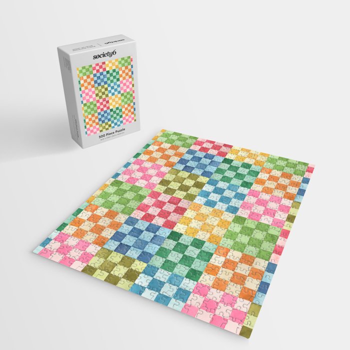 Eclectic  revival Handmade checker Multicolored Jigsaw Puzzle Gallery Image 2