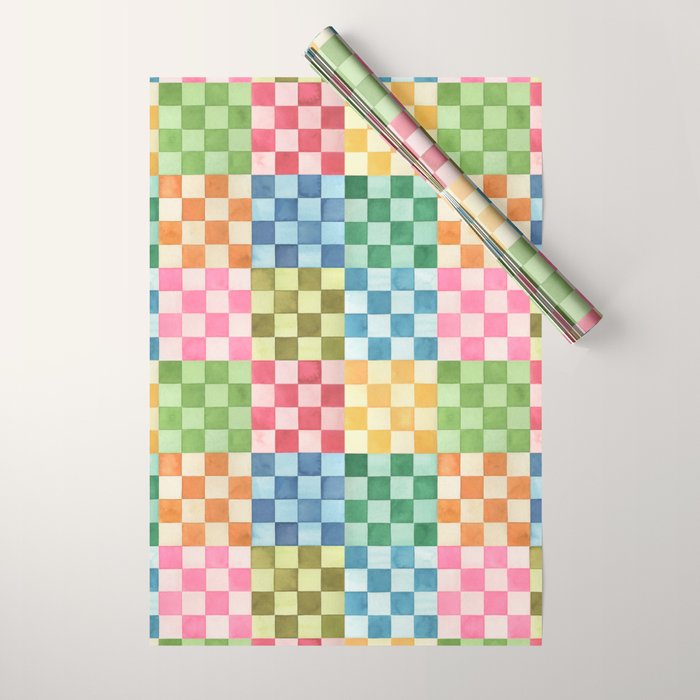 Eclectic  revival Handmade checker Multicolored Wrapping Paper Gallery Image 1
