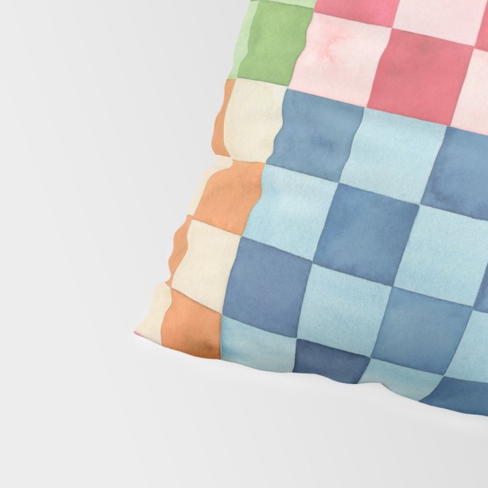 Eclectic  revival Handmade checker Multicolored Pillow Sham Gallery Image 4