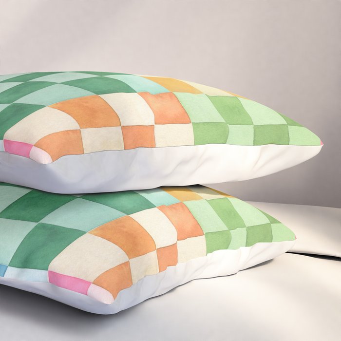Eclectic  revival Handmade checker Multicolored Pillow Sham Gallery Image 3