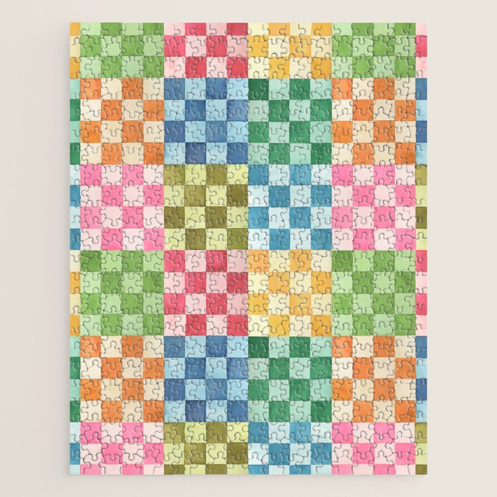 Eclectic  revival Handmade checker Multicolored Jigsaw Puzzle Gallery Image 1