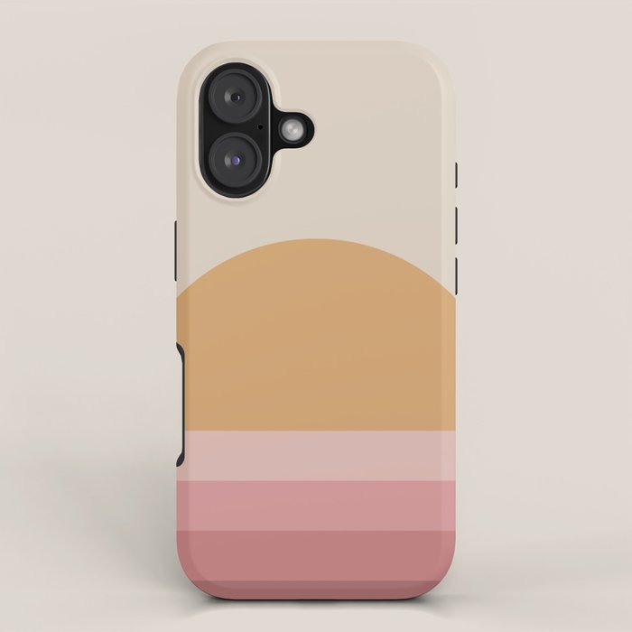 Minimal Retro Sunset Sunrise - Neutral Pink iPhone Case Gallery Image 1