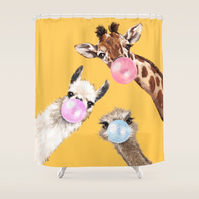 Bubble Gum Gang in Yellow Shower Curtain Gallery Image 1