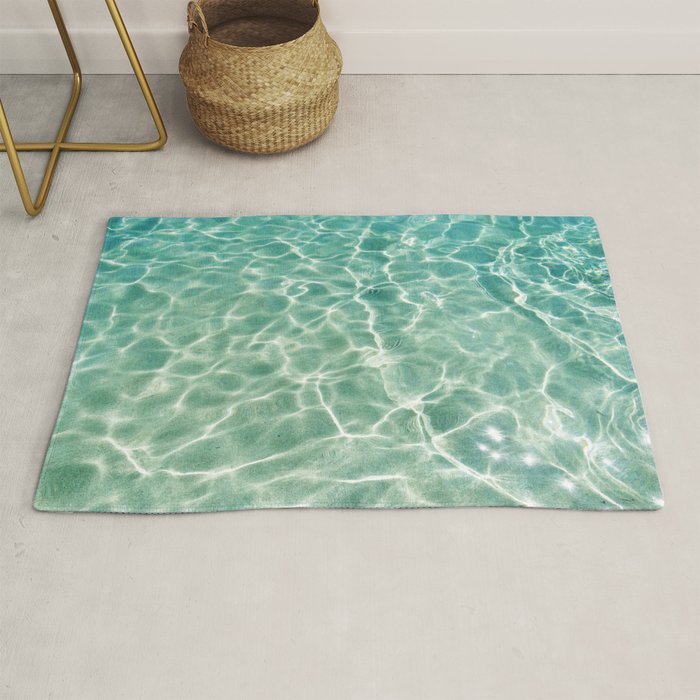 Clear Aqua Blue Ocean Water Rug Gallery Image 1