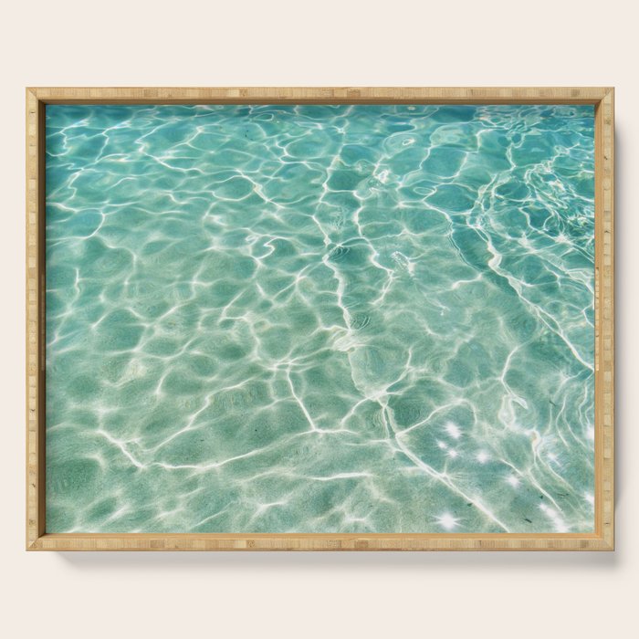 Clear Aqua Blue Ocean Water Serving Tray Gallery Image 1