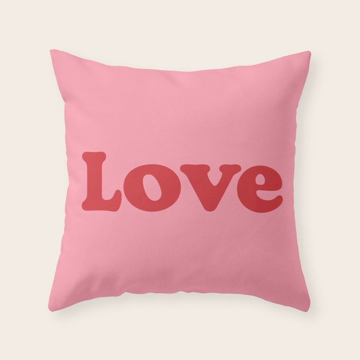Love - pink and red Throw Pillow Gallery Image 1
