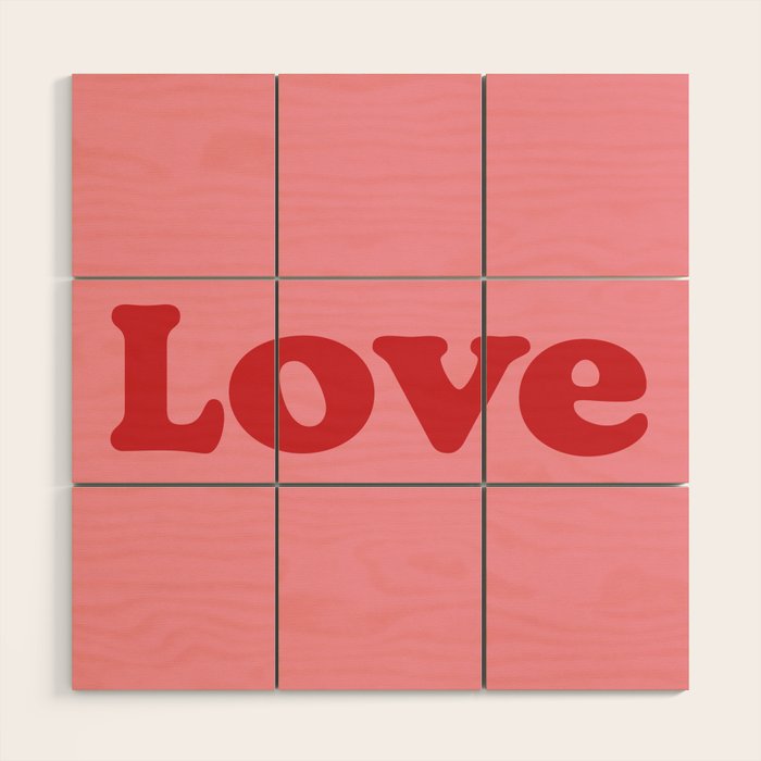Love - pink and red Wood Wall Art Gallery Image 1