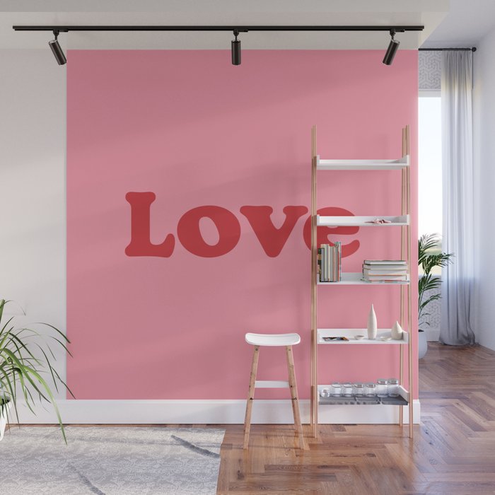 Love - pink and red Wall Mural Gallery Image 1