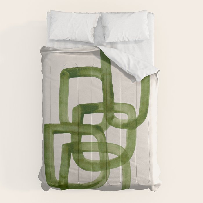 EnShape by Ejaaz Haniff 'Algae Bloom' Green Mid Century Modern Minimal Minimalist Watercolor Abstract Funky Fun Style Comforter Gallery Image 6