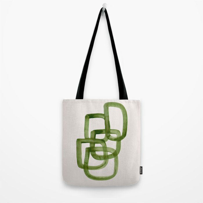 EnShape by Ejaaz Haniff 'Algae Bloom' Green Mid Century Modern Minimal Minimalist Watercolor Abstract Funky Fun Style Tote Bag Gallery Image 2