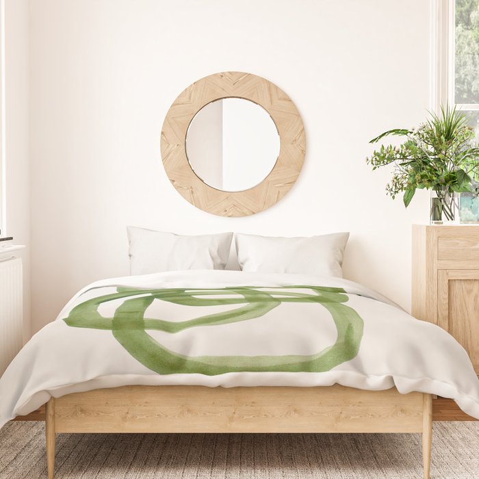 EnShape by Ejaaz Haniff 'Algae Bloom' Green Mid Century Modern Minimal Minimalist Watercolor Abstract Funky Fun Style Duvet Cover Gallery Image 3