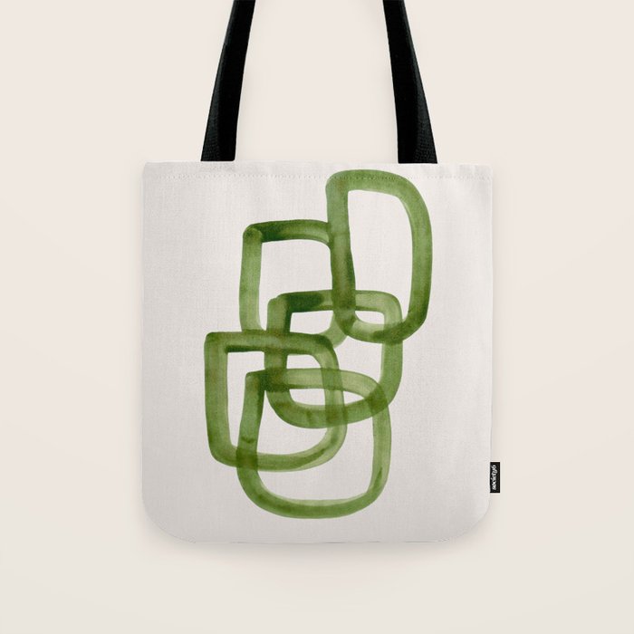 EnShape by Ejaaz Haniff 'Algae Bloom' Green Mid Century Modern Minimal Minimalist Watercolor Abstract Funky Fun Style Tote Bag Gallery Image 1