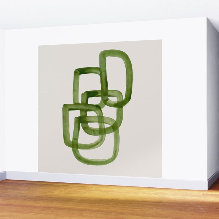 EnShape by Ejaaz Haniff 'Algae Bloom' Green Mid Century Modern Minimal Minimalist Watercolor Abstract Funky Fun Style Wall Mural Gallery Image 2