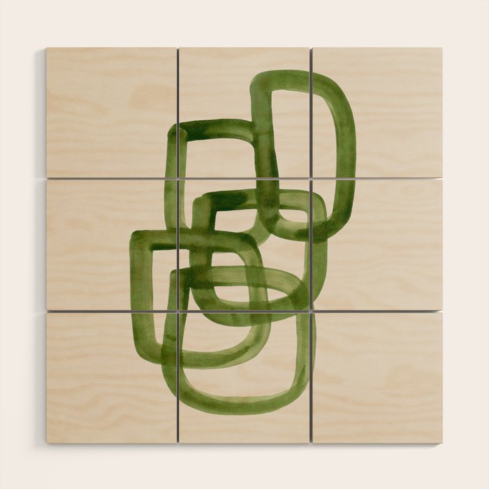 EnShape by Ejaaz Haniff 'Algae Bloom' Green Mid Century Modern Minimal Minimalist Watercolor Abstract Funky Fun Style Wood Wall Art Gallery Image 1