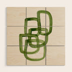 EnShape by Ejaaz Haniff 'Algae Bloom' Green Mid Century Modern Minimal Minimalist Watercolor Abstract Funky Fun Style Wood Wall Art Gallery Image 1