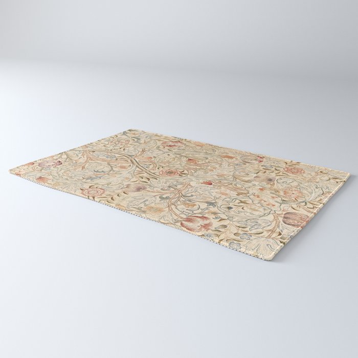 William Morris Antique Acanthus Portiere Pastel Floral Pattern Rug Gallery Image 3