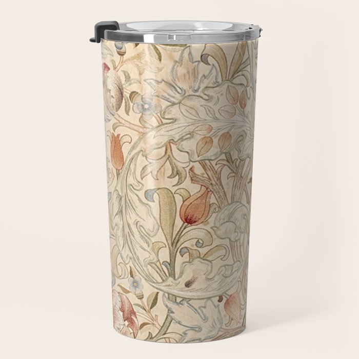 William Morris Antique Acanthus Portiere Pastel Floral Pattern Travel Mug Gallery Image 3