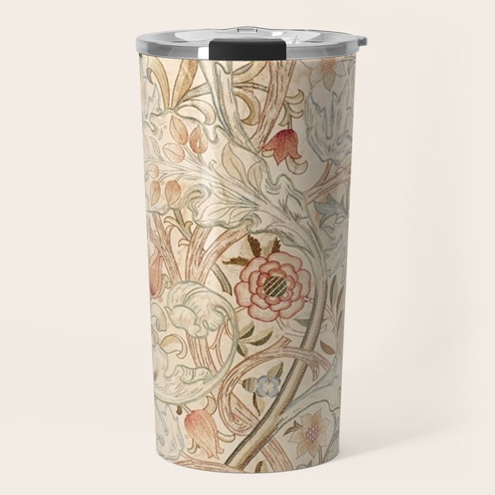 William Morris Antique Acanthus Portiere Pastel Floral Pattern Travel Mug Gallery Image 1