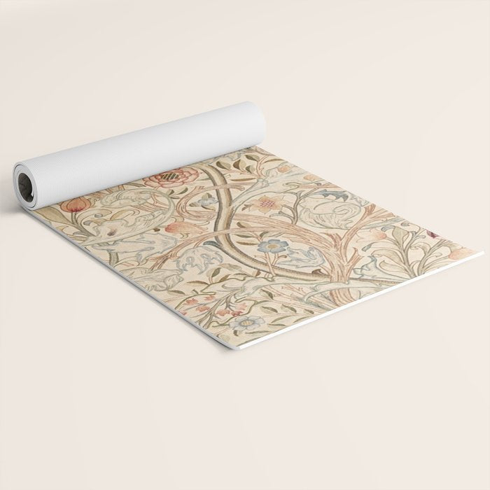 William Morris Antique Acanthus Portiere Pastel Floral Pattern Yoga Mat Gallery Image 2