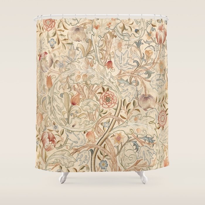 William Morris Antique Acanthus Portiere Pastel Floral Pattern Shower Curtain Gallery Image 1
