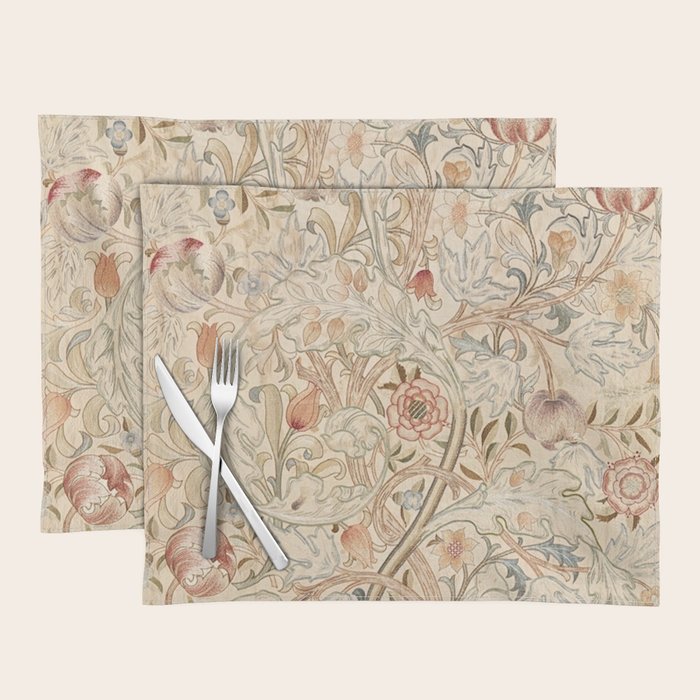 William Morris Antique Acanthus Portiere Pastel Floral Pattern Placemat Gallery Image 1
