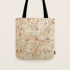 William Morris Antique Acanthus Portiere Pastel Floral Pattern Tote Bag Gallery Image 1