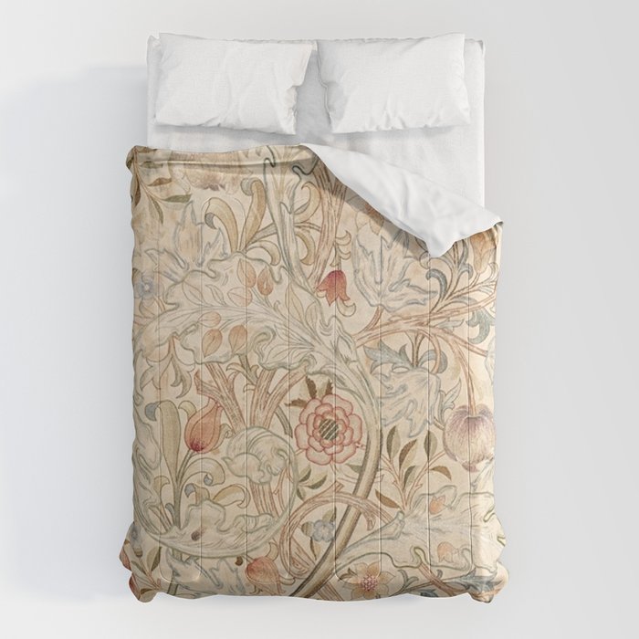 William Morris Antique Acanthus Portiere Pastel Floral Pattern Comforter Gallery Image 1