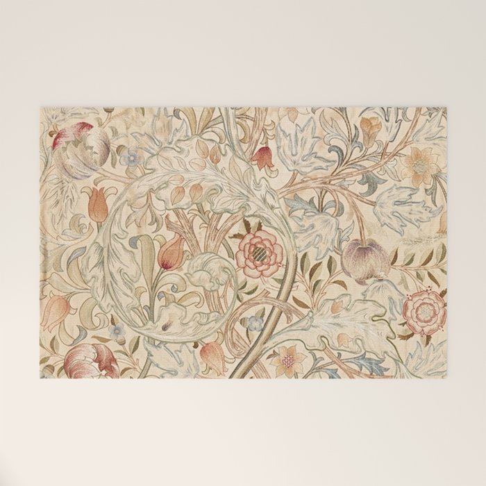 William Morris Antique Acanthus Portiere Pastel Floral Pattern Welcome Mat Gallery Image 1