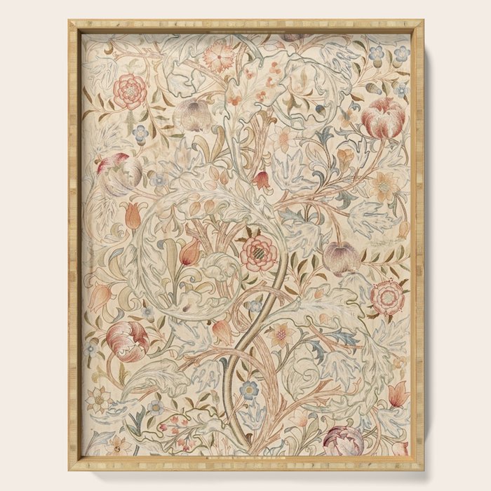 William Morris Antique Acanthus Portiere Pastel Floral Pattern Serving Tray Gallery Image 1