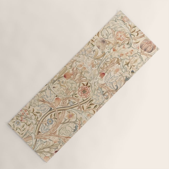 William Morris Antique Acanthus Portiere Pastel Floral Pattern Yoga Mat Gallery Image 1