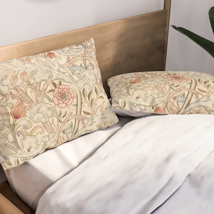William Morris Antique Acanthus Portiere Pastel Floral Pattern Pillow Sham Gallery Image 2