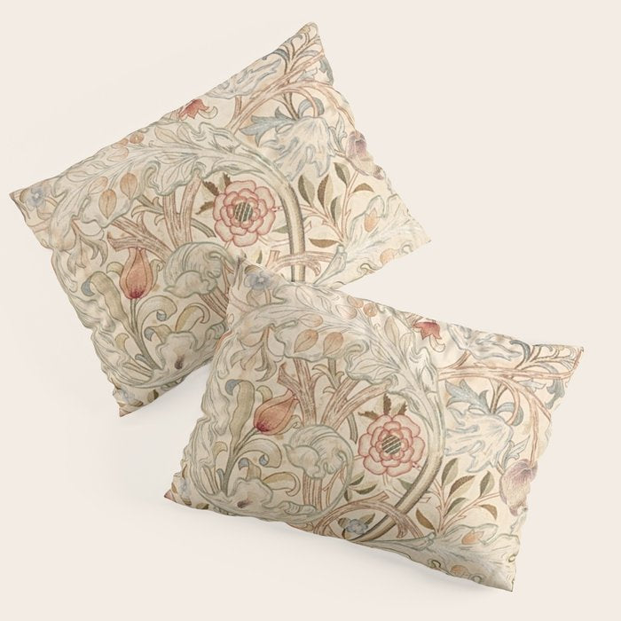William Morris Antique Acanthus Portiere Pastel Floral Pattern Pillow Sham Gallery Image 1