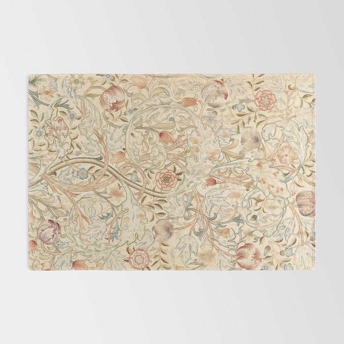 William Morris Antique Acanthus Portiere Pastel Floral Pattern Rug Gallery Image 2