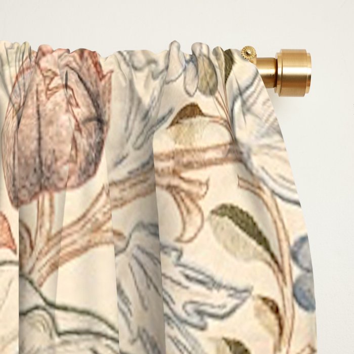 William Morris Antique Acanthus Portiere Pastel Floral Pattern Window Curtain Gallery Image 2