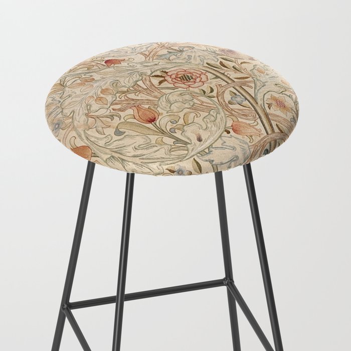 William Morris Antique Acanthus Portiere Pastel Floral Pattern Stool Gallery Image 2