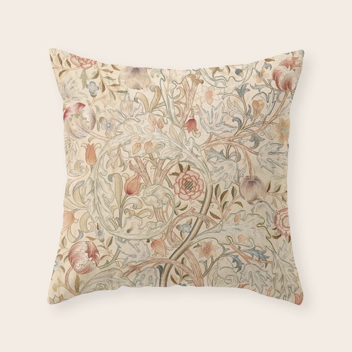 William Morris Antique Acanthus Portiere Pastel Floral Pattern Throw Pillow Gallery Image 6