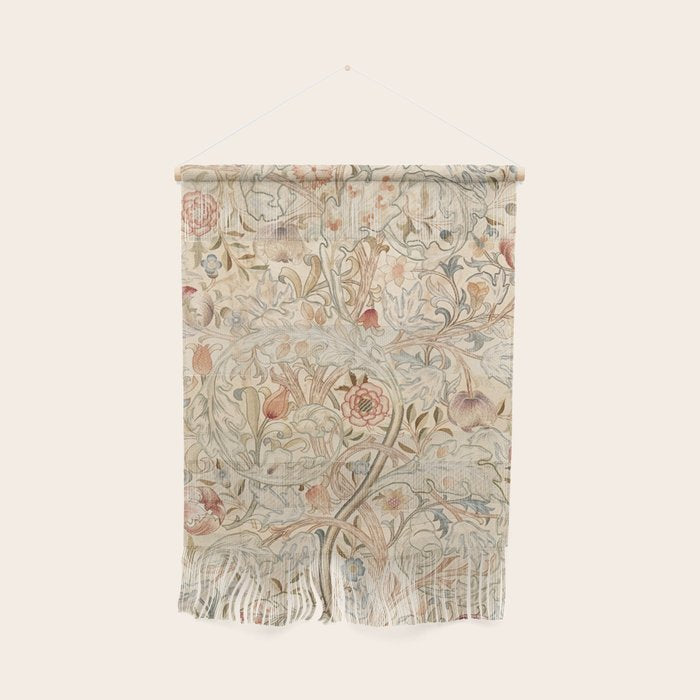 William Morris Antique Acanthus Portiere Pastel Floral Pattern Wall Hanging Gallery Image 1