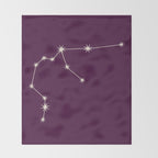 Aquarius Zodiac Star Constellation Line Art Plum Purple Throw Blanket Gallery Image 2