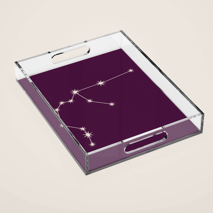 Aquarius Zodiac Star Constellation Line Art Plum Purple Acrylic Tray Gallery Image 1
