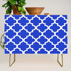 White Quatrefoil Pattern Outline With Royal Blue Background Credenza Gallery Image 1